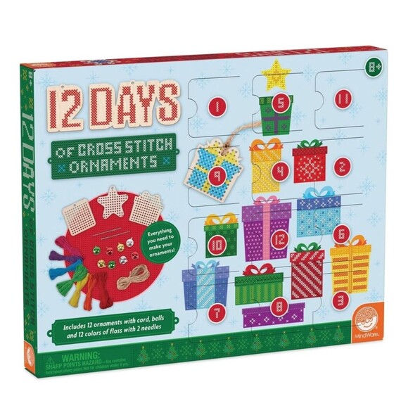 Mindware Kids 12 Days of Christmas Cross Stitch Ornament Sewing Craft Kit - Picture 1 of 5